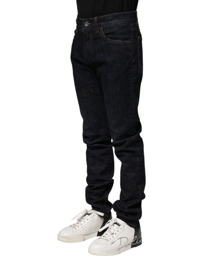 Dolce & Gabbana Black Cotton Skinny Denim Men Jeans by Dolce & Gabbana