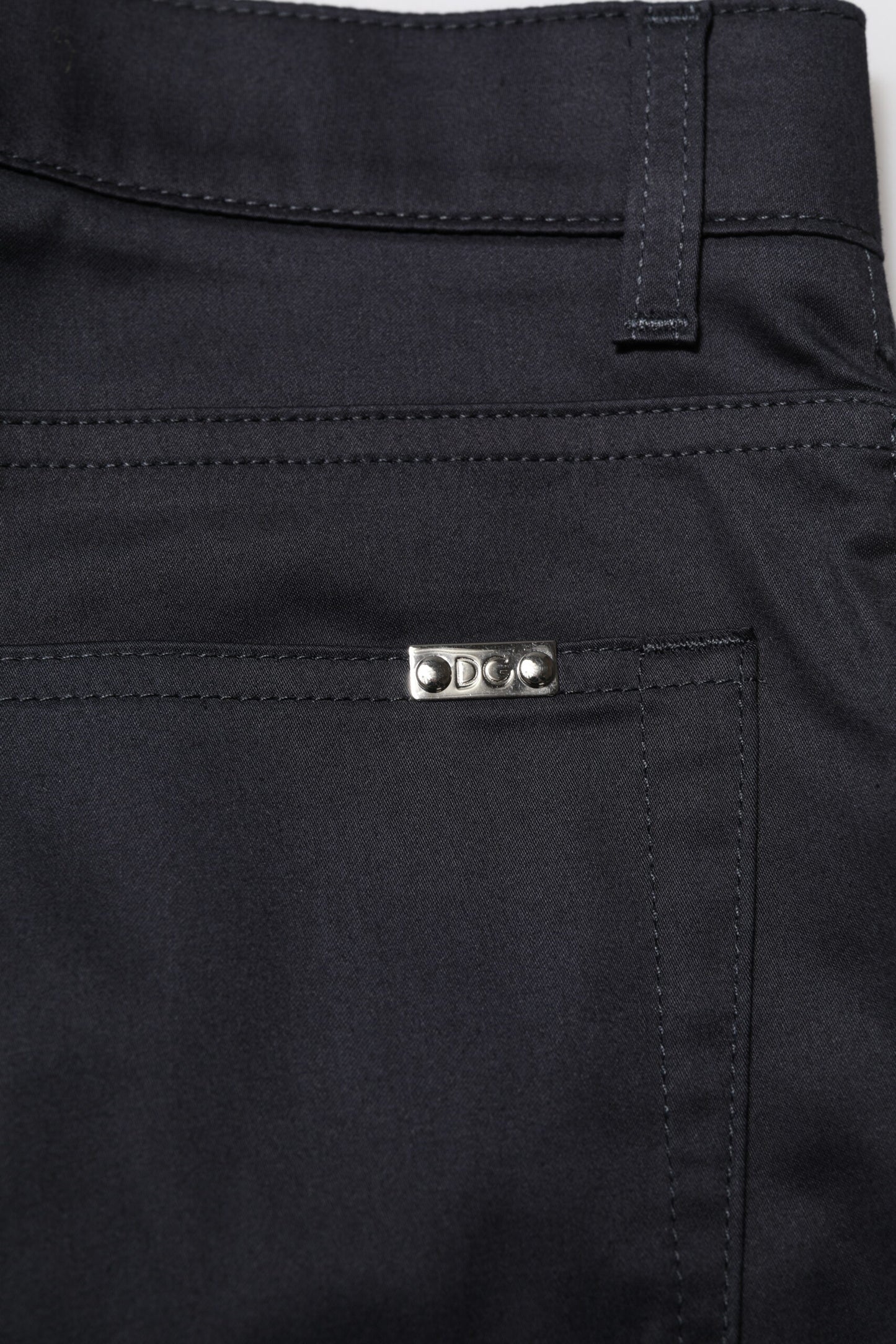Dolce & Gabbana Black Cotton Skinny Mid Waist Pants by Dolce & Gabbana