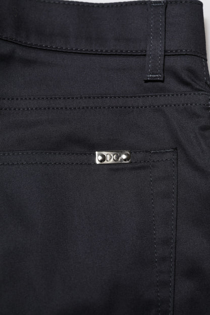 Dolce & Gabbana Black Cotton Skinny Mid Waist Pants by Dolce & Gabbana