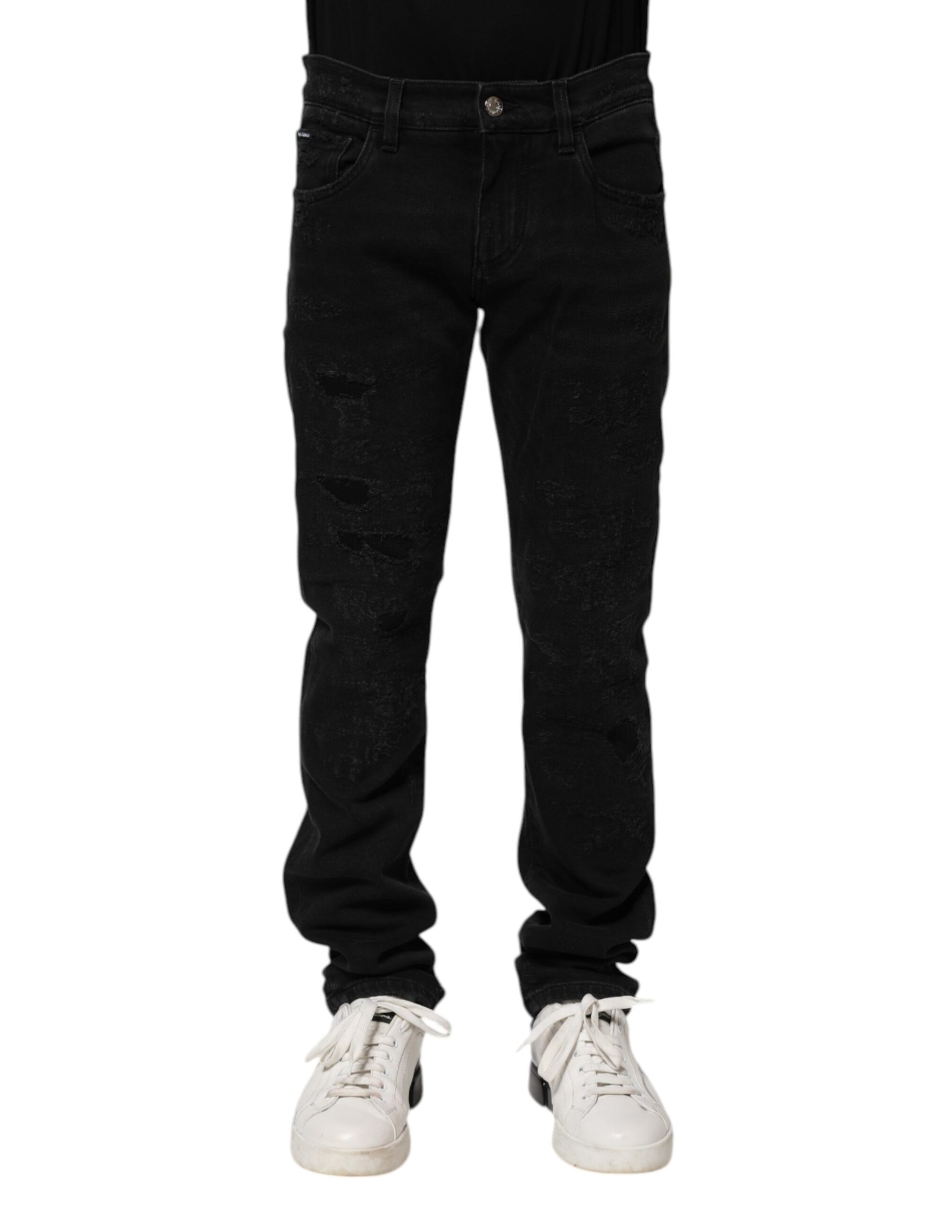 Dolce & Gabbana Black Cotton Skinny Men Denim Jeans by Dolce & Gabbana
