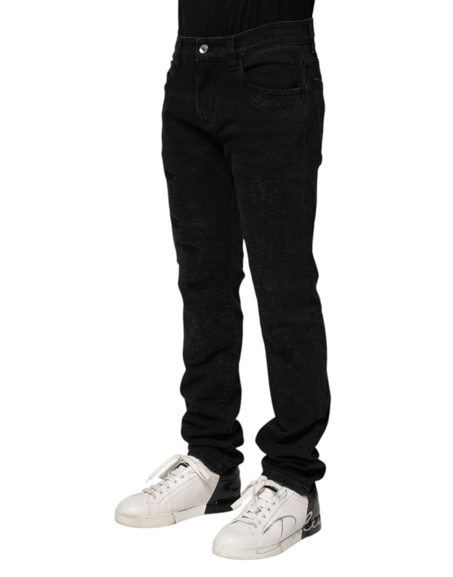 Dolce & Gabbana Black Cotton Skinny Men Denim Jeans by Dolce & Gabbana