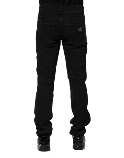 Dolce & Gabbana Black Cotton Skinny Men Denim Jeans by Dolce & Gabbana