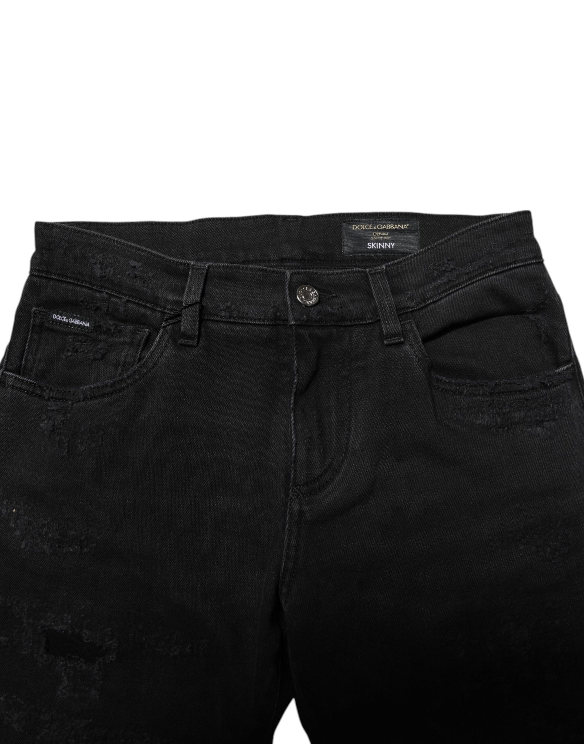 Dolce & Gabbana Black Cotton Skinny Men Denim Jeans by Dolce & Gabbana