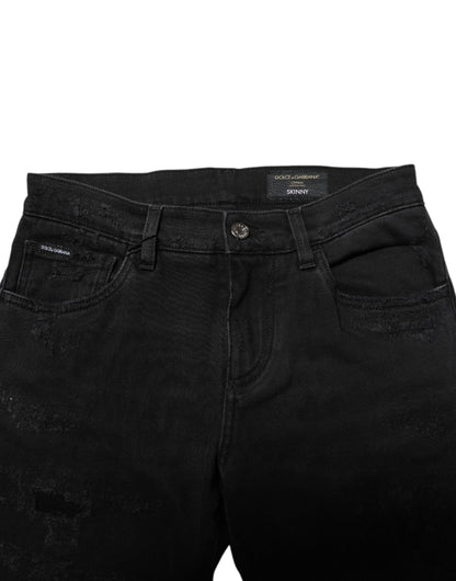 Dolce & Gabbana Black Cotton Skinny Men Denim Jeans by Dolce & Gabbana