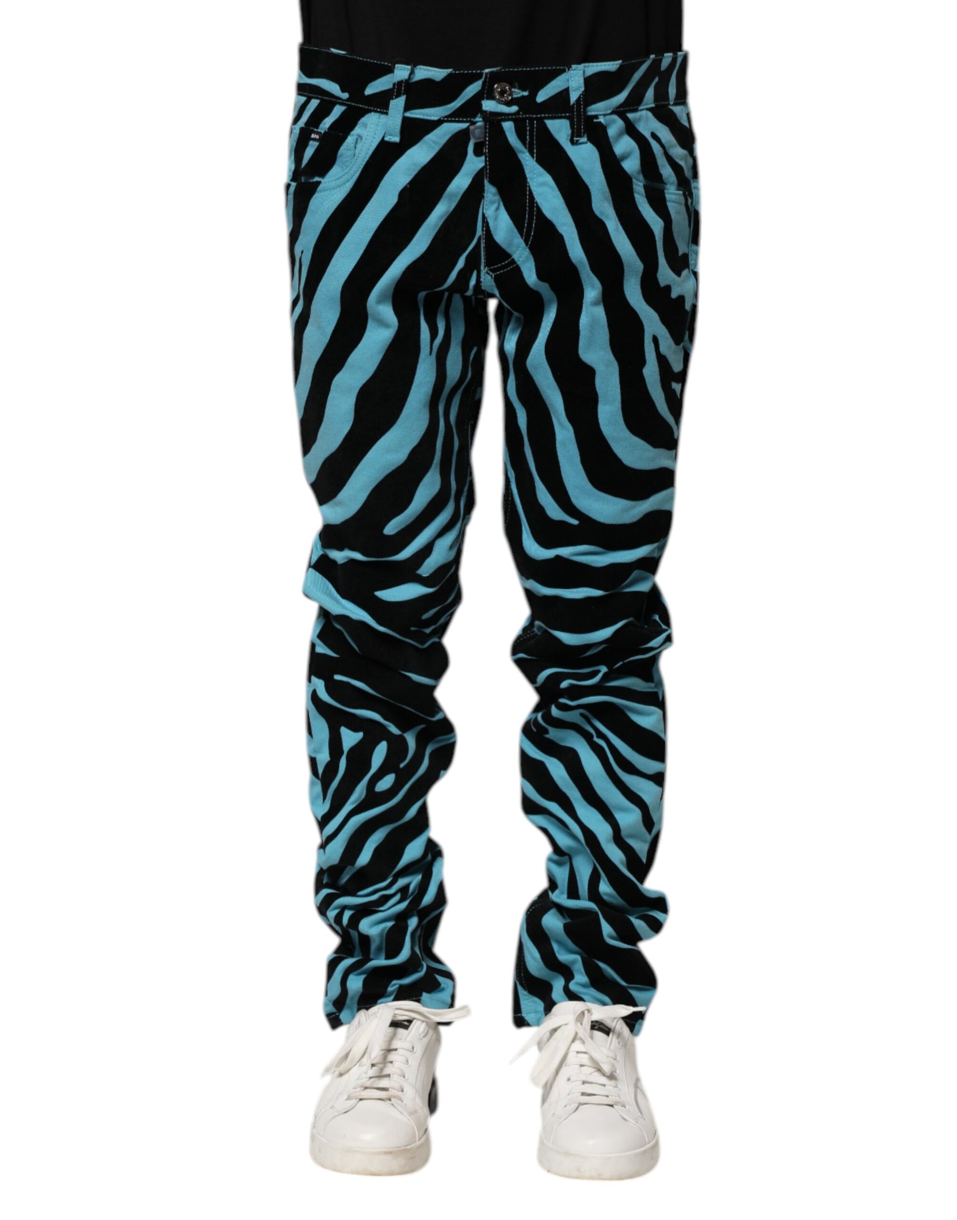Dolce & Gabbana Blue Black Stripes Skinny Denim Jeans by Dolce & Gabbana