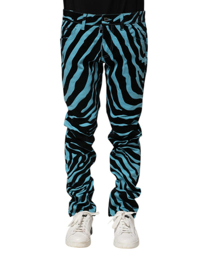 Dolce & Gabbana Blue Black Stripes Skinny Denim Jeans by Dolce & Gabbana