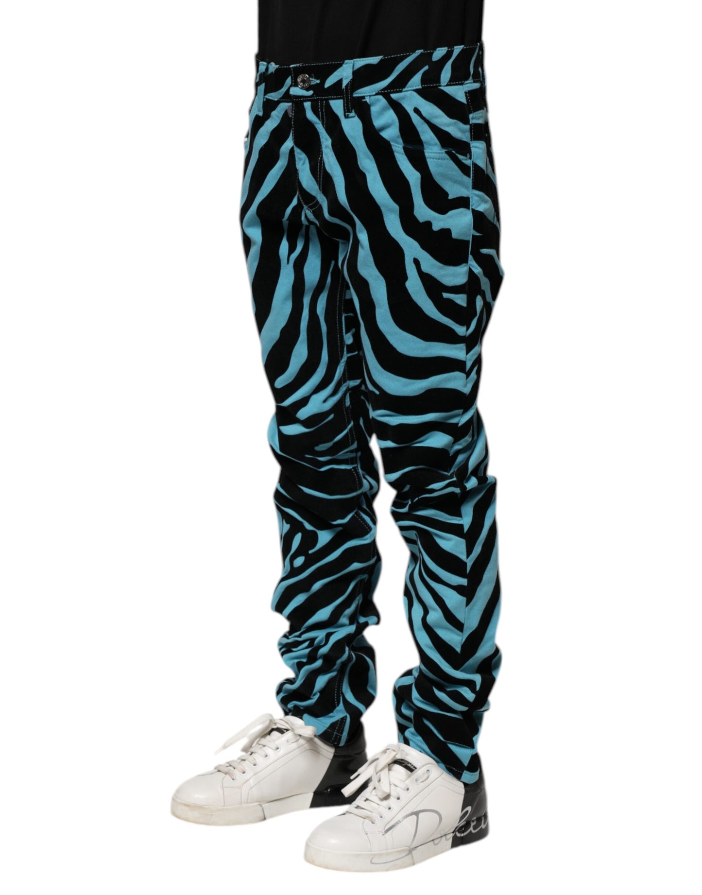 Dolce & Gabbana Blue Black Stripes Skinny Denim Jeans by Dolce & Gabbana