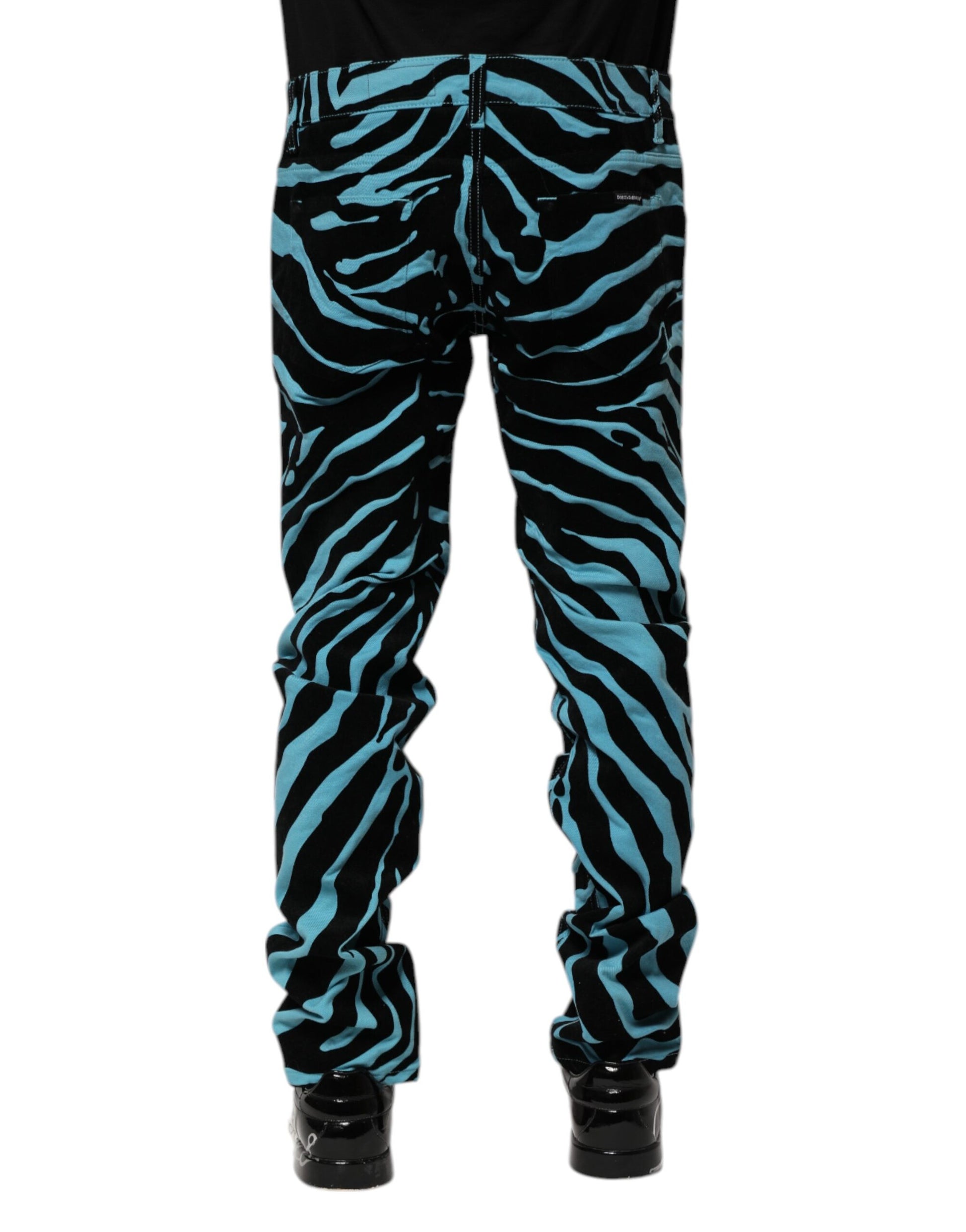 Dolce & Gabbana Blue Black Stripes Skinny Denim Jeans by Dolce & Gabbana