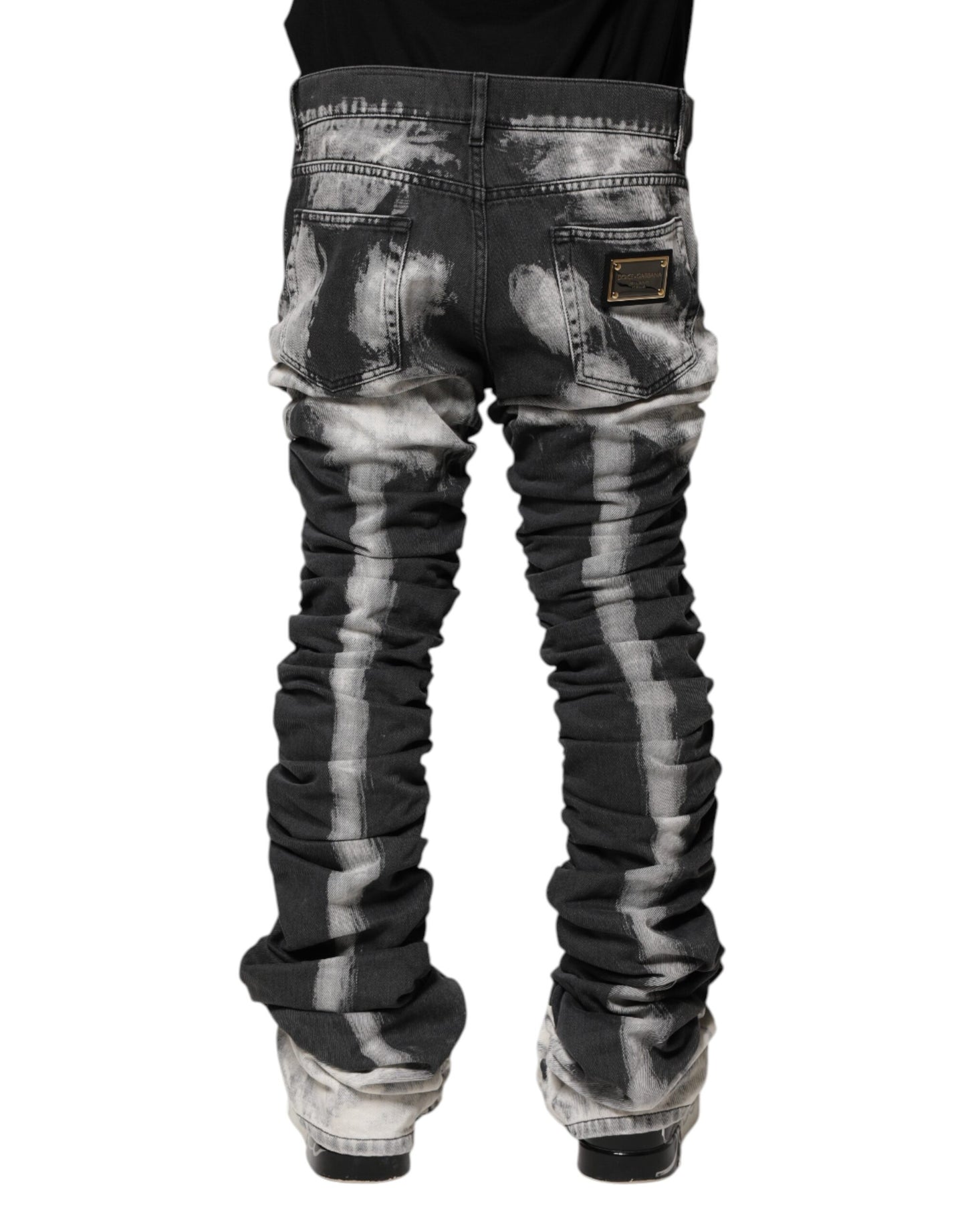 Dolce & Gabbana Black Tie Dye Straight Denim Jeans by Dolce & Gabbana
