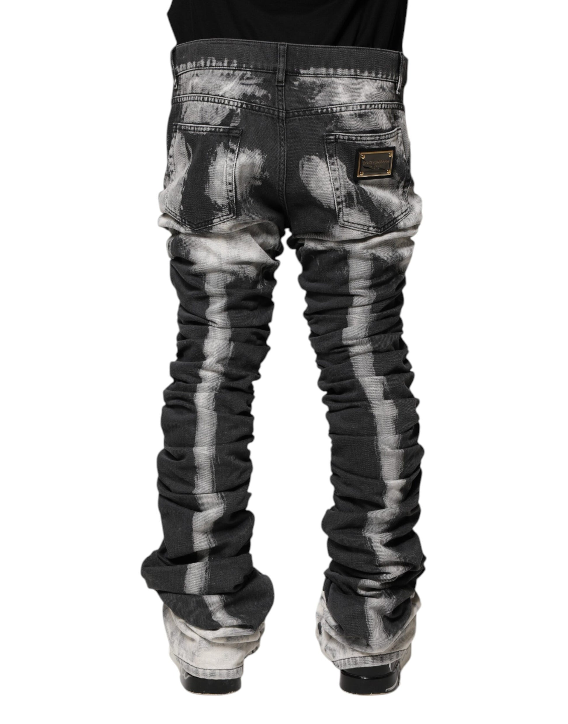 Dolce & Gabbana Black Tie Dye Straight Denim Jeans by Dolce & Gabbana