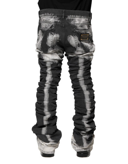 Dolce & Gabbana Black Tie Dye Straight Denim Jeans by Dolce & Gabbana