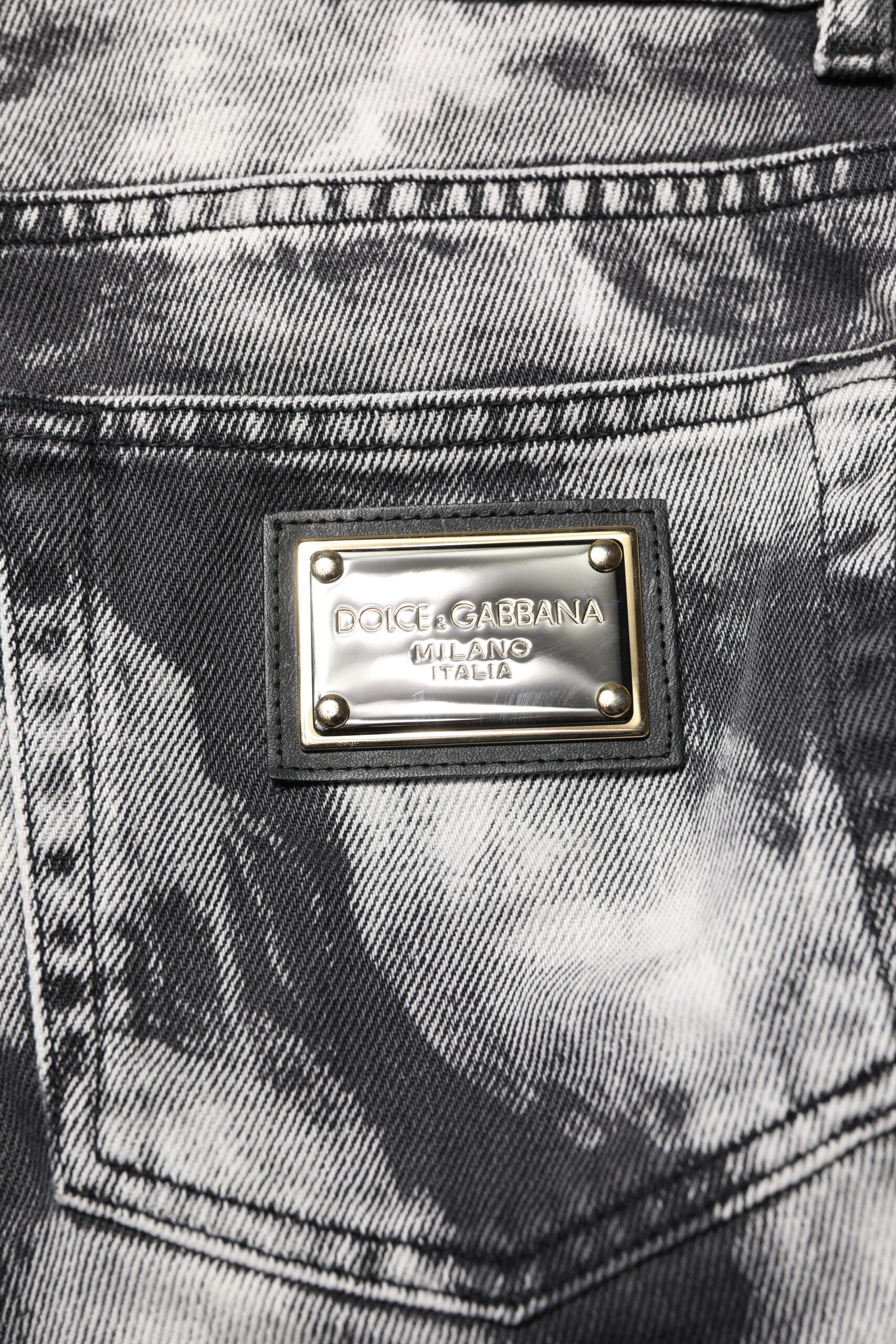 Dolce & Gabbana Black Tie Dye Straight Denim Jeans by Dolce & Gabbana