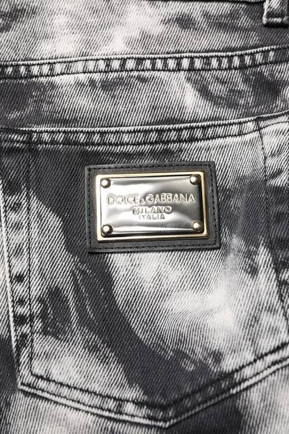 Dolce & Gabbana Black Tie Dye Straight Denim Jeans by Dolce & Gabbana