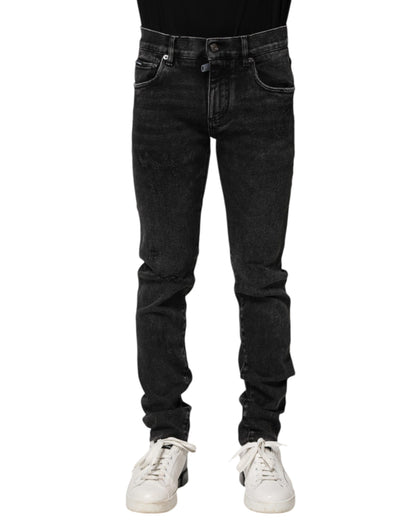 Dolce & Gabbana Black Cotton Skinny Men Denim Jeans by Dolce & Gabbana