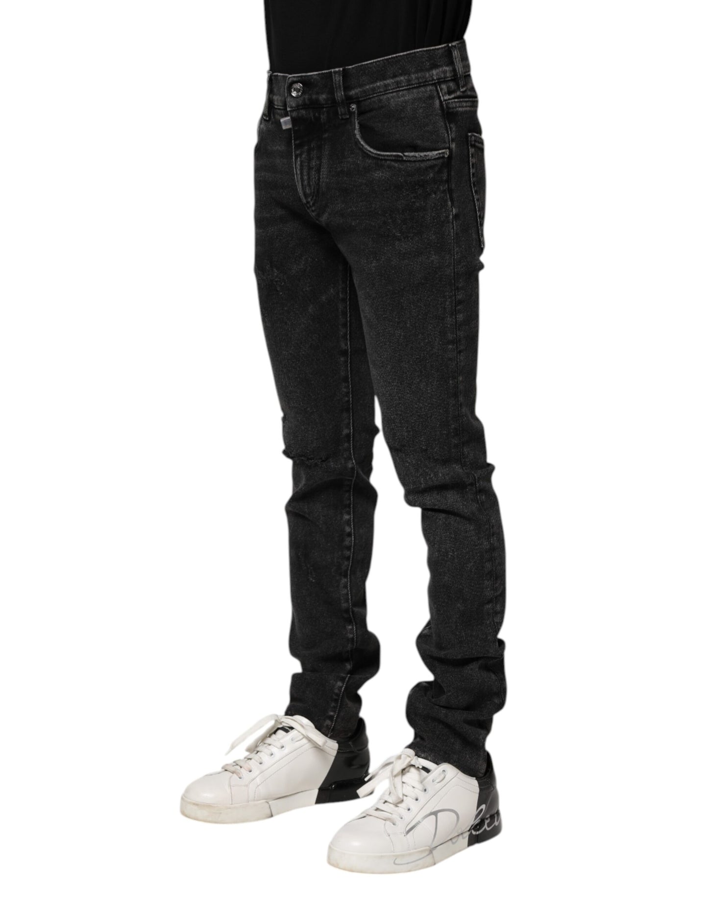 Dolce & Gabbana Black Cotton Skinny Men Denim Jeans by Dolce & Gabbana