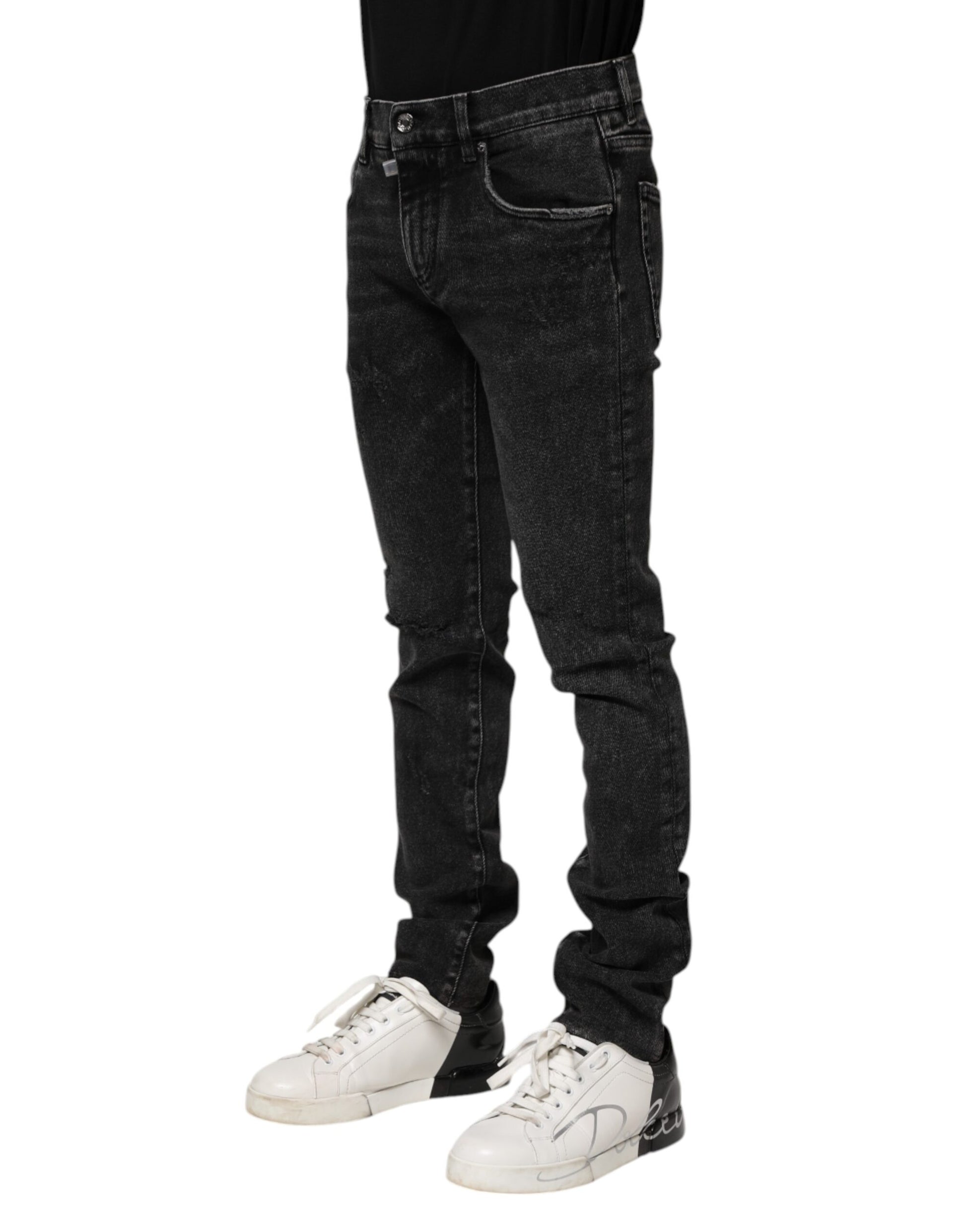 Dolce & Gabbana Black Cotton Skinny Men Denim Jeans by Dolce & Gabbana
