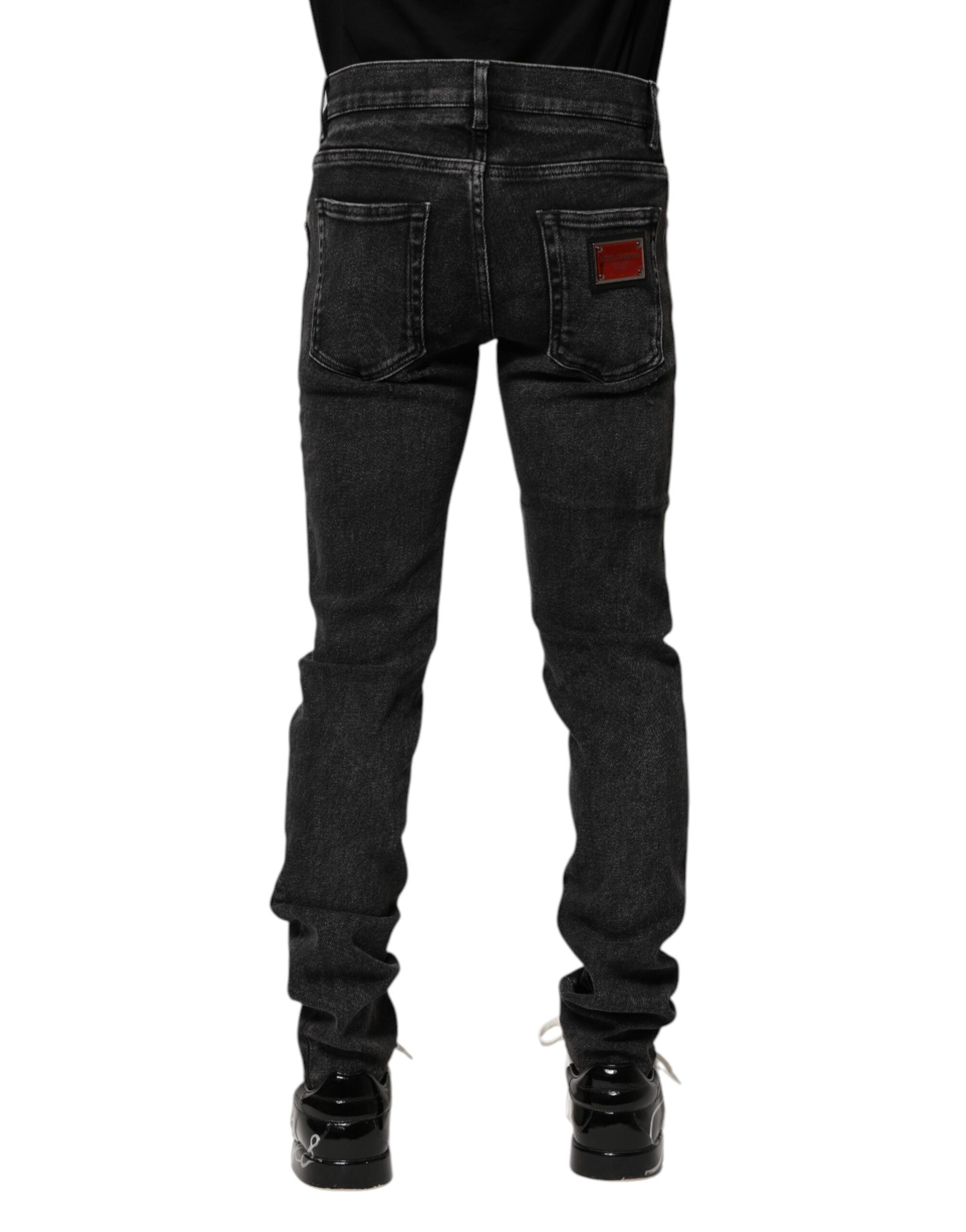 Dolce & Gabbana Black Cotton Skinny Men Denim Jeans by Dolce & Gabbana