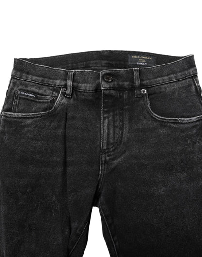 Dolce & Gabbana Black Cotton Skinny Men Denim Jeans by Dolce & Gabbana