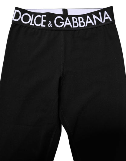 Dolce &amp; Gabbana Black Silver Nylon Skinny Men Leggings Pants