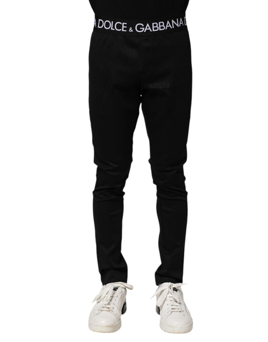 Dolce &amp; Gabbana Black Nylon Skinny Men Jogger Pants