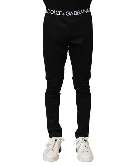 Dolce &amp; Gabbana Black Nylon Skinny Men Jogger Pants