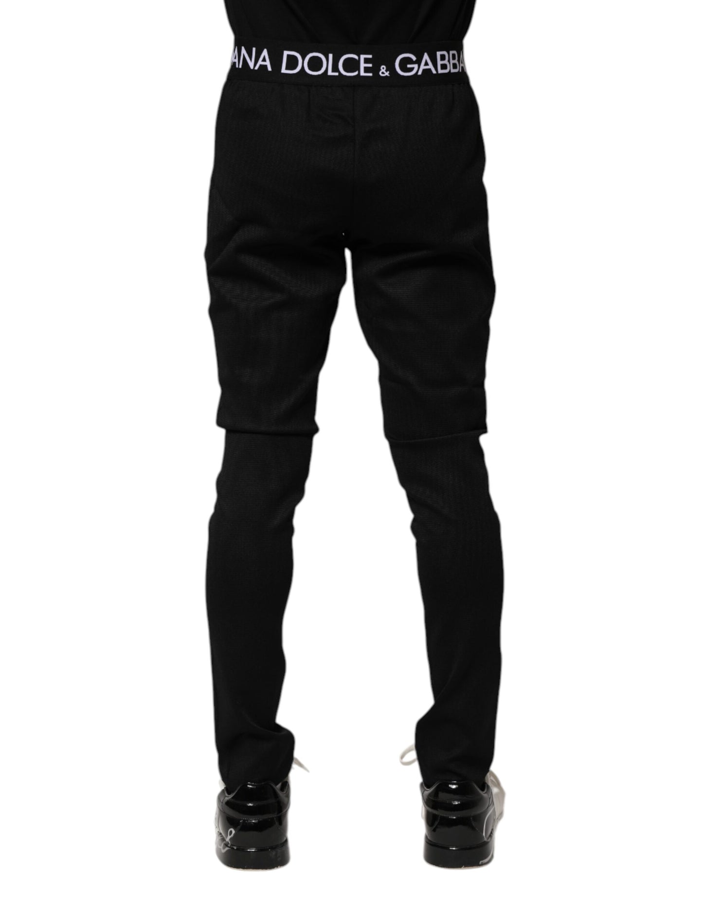 Dolce &amp; Gabbana Black Nylon Skinny Men Jogger Pants