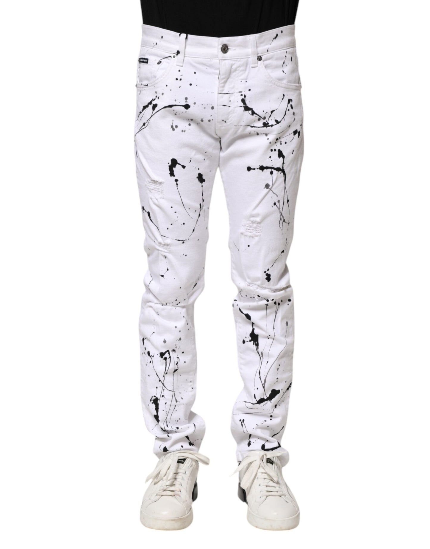 Dolce &amp; Gabbana White ColorSplash Skinny Denim Jeans