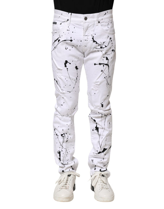 Dolce &amp; Gabbana White ColorSplash Skinny Denim Jeans