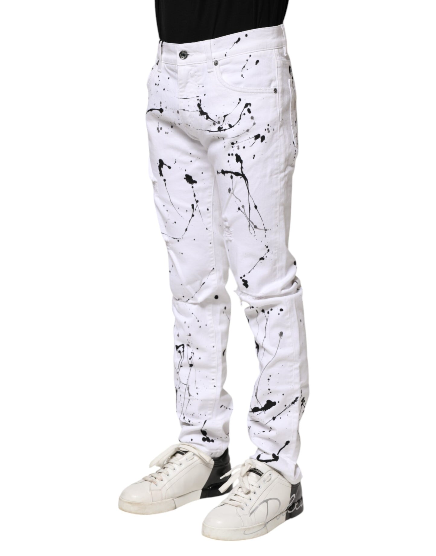 Dolce &amp; Gabbana White ColorSplash Skinny Denim Jeans