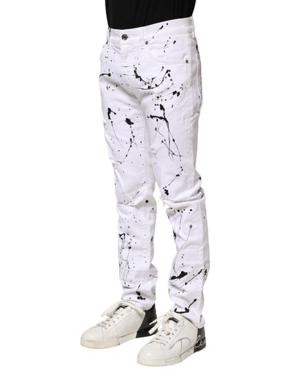 Dolce &amp; Gabbana White ColorSplash Skinny Denim Jeans