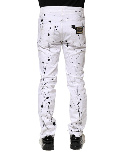 Dolce &amp; Gabbana White ColorSplash Skinny Denim Jeans