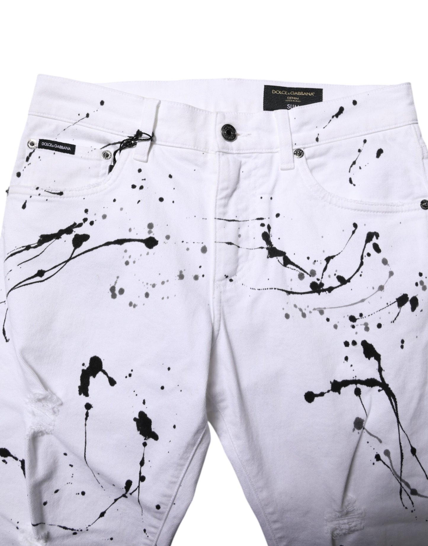 Dolce &amp; Gabbana White ColorSplash Skinny Denim Jeans