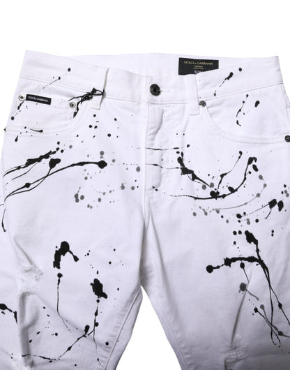 Dolce &amp; Gabbana White ColorSplash Skinny Denim Jeans