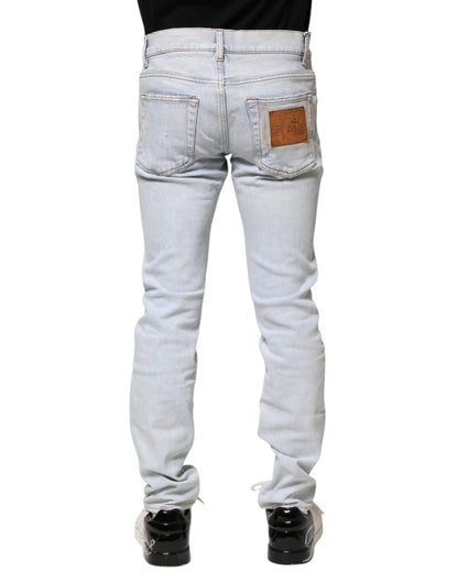 Dolce &amp; Gabbana Light Blue Tattered Skinny Denim Jeans