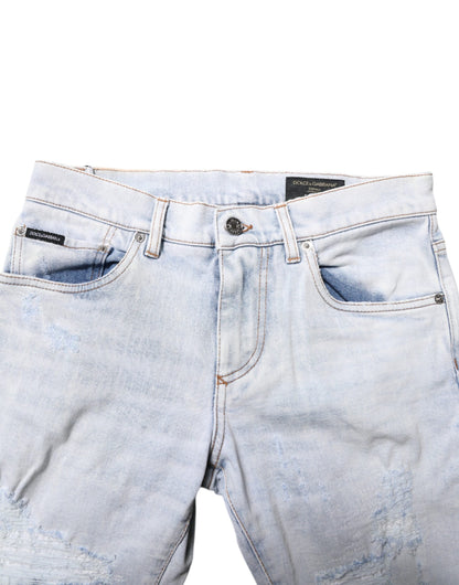 Dolce &amp; Gabbana Light Blue Tattered Skinny Denim Jeans
