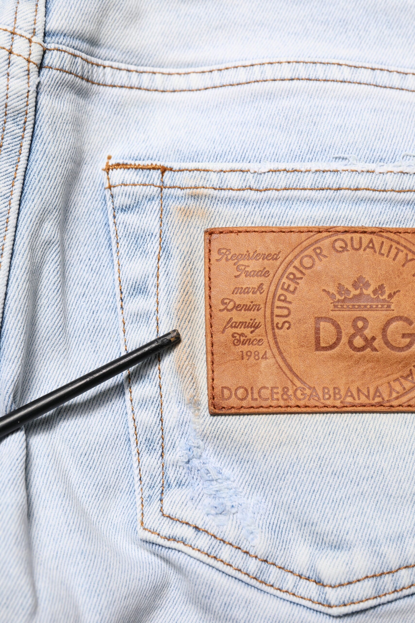 Dolce &amp; Gabbana Light Blue Tattered Skinny Denim Jeans