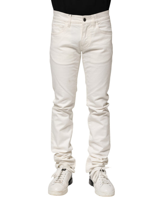 Dolce &amp; Gabbana White Cotton Skinny Men Denim Jeans
