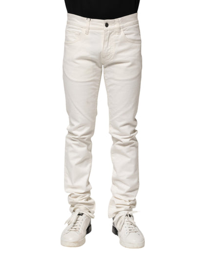 Dolce &amp; Gabbana White Cotton Skinny Men Denim Jeans