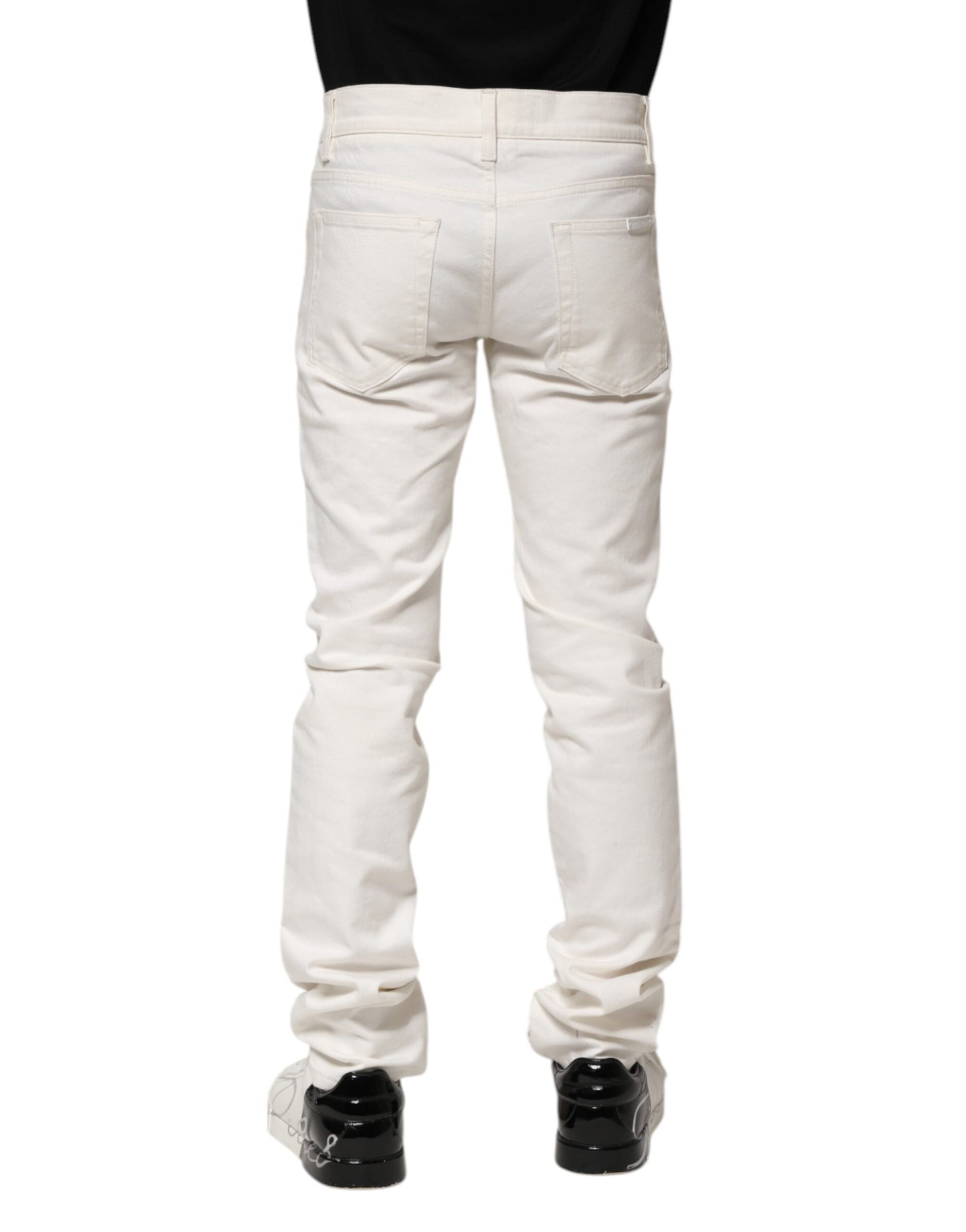 Dolce &amp; Gabbana White Cotton Skinny Men Denim Jeans