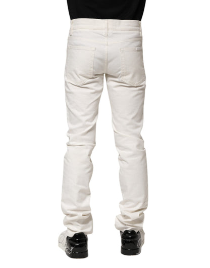 Dolce &amp; Gabbana White Cotton Skinny Men Denim Jeans