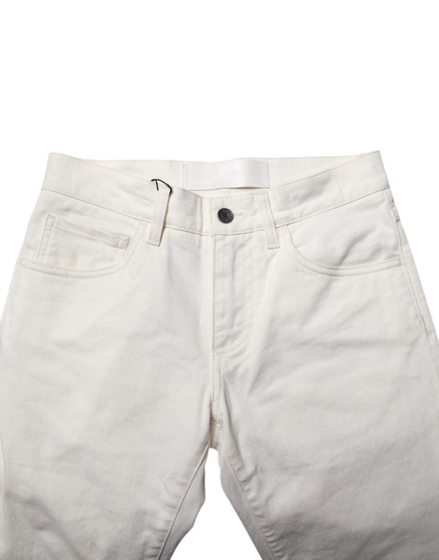 Dolce &amp; Gabbana White Cotton Skinny Men Denim Jeans