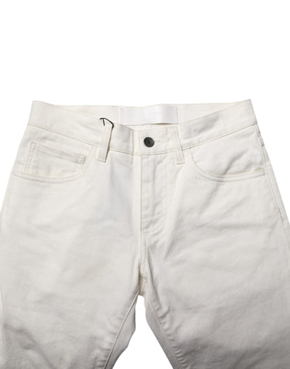 Dolce &amp; Gabbana White Cotton Skinny Men Denim Jeans
