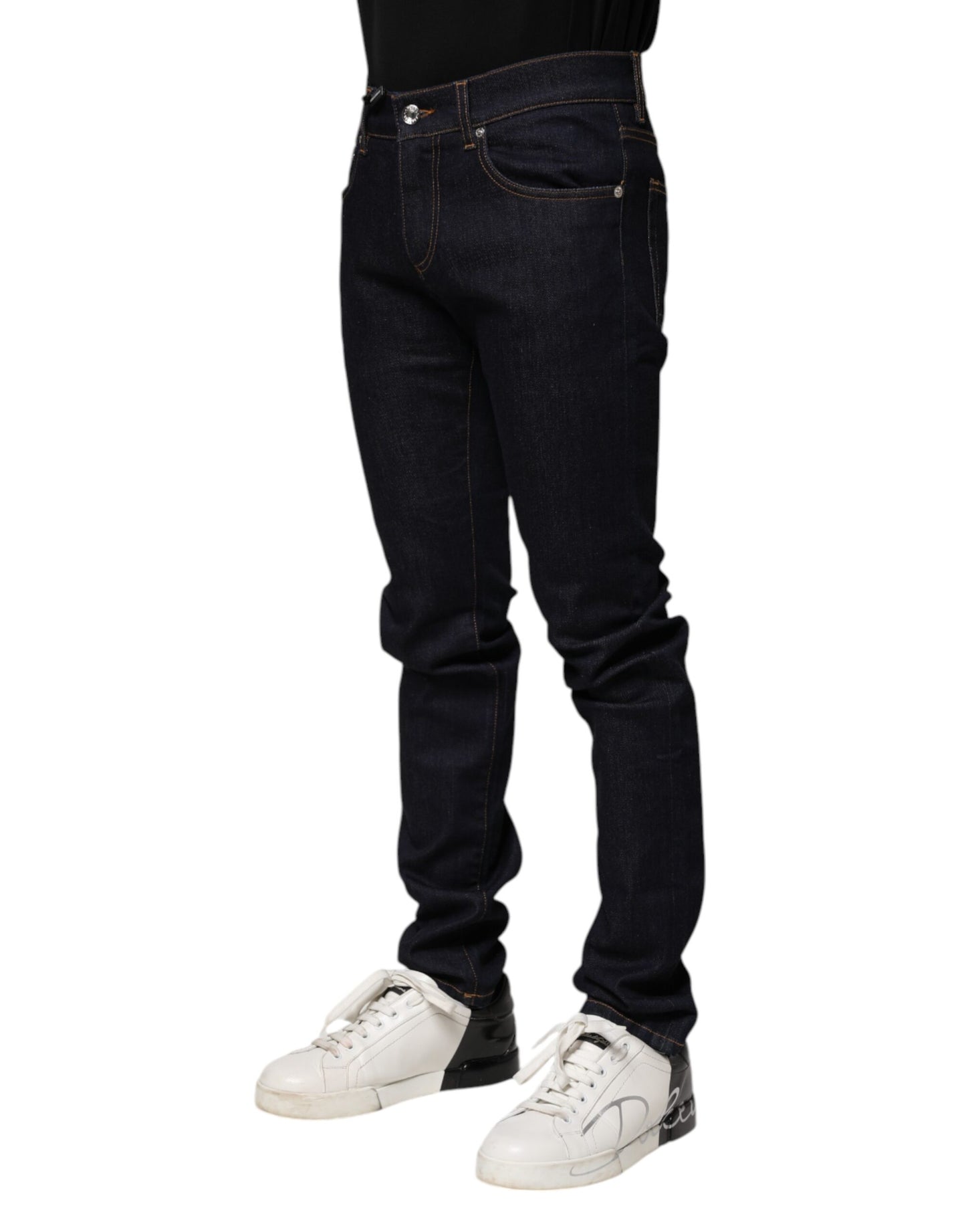 Dolce &amp; Gabbana Black Cotton Skinny Men Denim Jeans