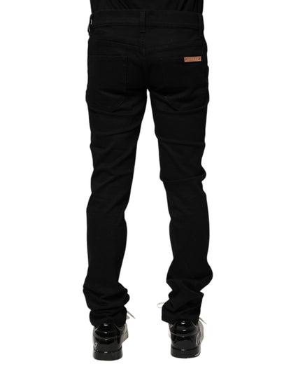 Dolce &amp; Gabbana Black Cotton Skinny Men Denim Jeans
