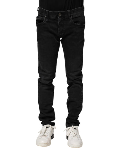 Dolce &amp; Gabbana Black Cotton Skinny Men Denim Jeans