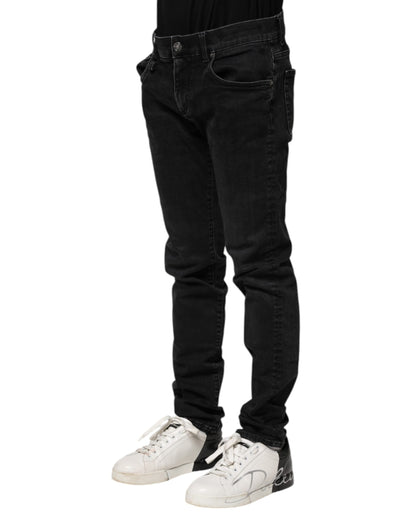 Dolce &amp; Gabbana Black Cotton Skinny Men Denim Jeans