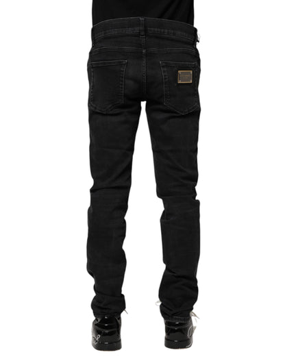 Dolce &amp; Gabbana Black Cotton Skinny Men Denim Jeans