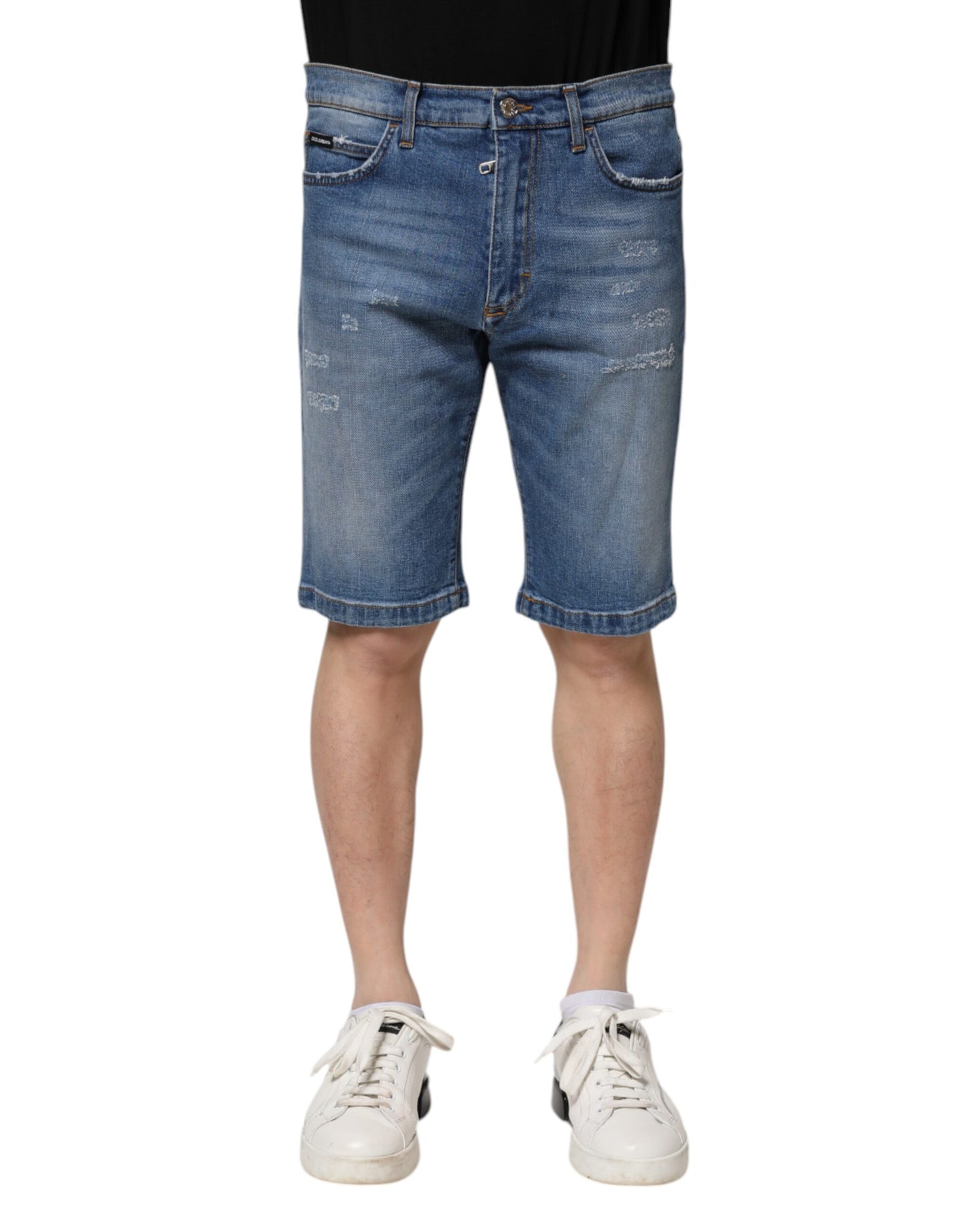 Dolce &amp; Gabbana Blue Cotton Stretch Men Denim Bermuda Shorts