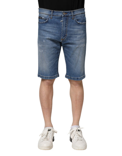 Dolce &amp; Gabbana Blue Cotton Stretch Men Denim Bermuda Shorts