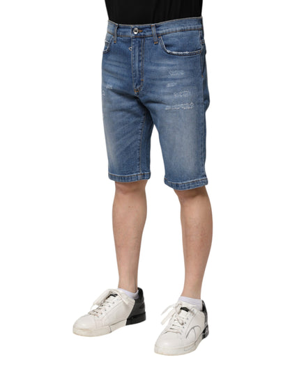 Dolce &amp; Gabbana Blue Cotton Stretch Men Denim Bermuda Shorts